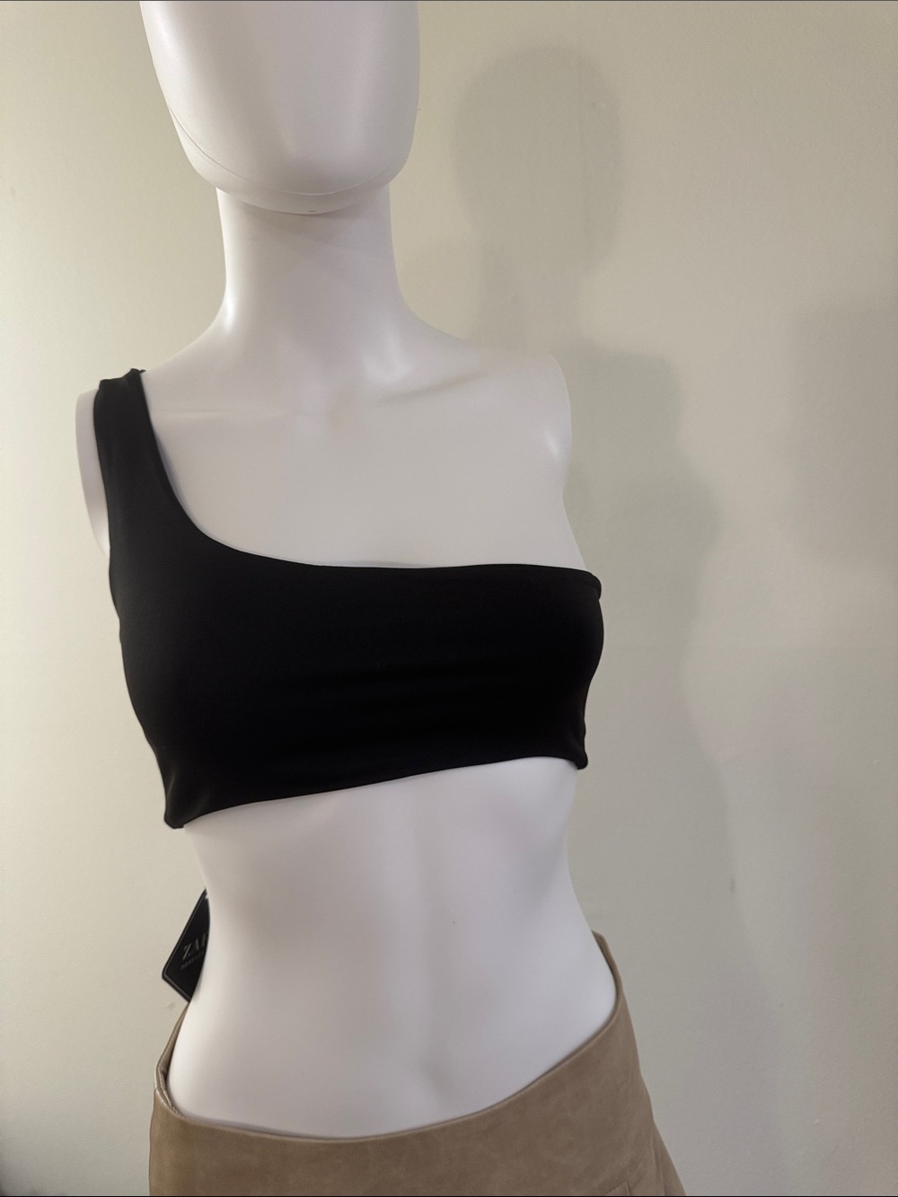 One-Shoulder Black Crop Top